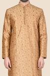Aryavir Malhotra_Gold Kurta  Churidar Silk Embroidered Set_at_Aza_Fashions