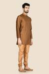 Aryavir Malhotra_Brown Kurta Jamewar Churidar Dupion Silk Embroidered Set_Online_at_Aza_Fashions