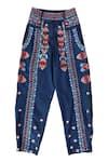 Dash and Dot_Blue 100% Tencel Embroidered Floral Silk Thread Work Denim Pant _Online_at_Aza_Fashions