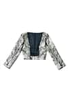 Dash and Dot_Black 77% Polyester Embroidery Floral Open Jacket _Online_at_Aza_Fashions