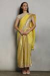 Shop_Pooja Shroff_Green Chanderi Embroidered Saree_at_Aza_Fashions
