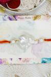 Puneet Gupta_Gold Pearls, Gemstones Embellished Rakhi _Online_at_Aza_Fashions