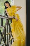 Paulmi And Harsh_Yellow Organza Saree With Embellished Blouse_Online_at_Aza_Fashions