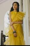 Buy_Paulmi And Harsh_Yellow Organza Saree With Embellished Blouse_Online_at_Aza_Fashions
