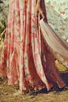 Buy_Paulmi And Harsh_Pink Chiffon, Georgette Sweetheart Neck Printed Anarkali With Dupatta _Online_at_Aza_Fashions