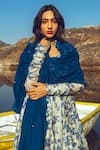 Paulmi and Harsh_Blue Anarkali Malai Chanderi Dupatta Mul Cotton V Neck With _at_Aza_Fashions