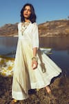 Paulmi and Harsh_White Malai Chanderi Round Anarkali Set _Online_at_Aza_Fashions