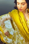 Paulmi and Harsh_White Anarkali Malai Chanderi Dupatta Mul Cotton V Neck With _at_Aza_Fashions