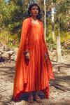 Buy_Paulmi and Harsh_Orange Anarkali And Pant Mul Cotton Dupatta Chanderi Embroidery Round Set_at_Aza_Fashions