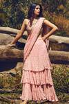 Buy_Paulmi and Harsh_Pink Pre-draped Saree With Blouse_at_Aza_Fashions