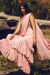 Buy_Paulmi and Harsh_Pink Pre-draped Saree With Blouse_Online_at_Aza_Fashions