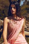 Shop_Paulmi and Harsh_Pink Pre-draped Saree With Blouse_Online_at_Aza_Fashions