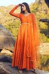 Buy_Paulmi and Harsh_Orange Georgette Embroidered Anarkali With Dupatta_at_Aza_Fashions