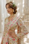 Paulmi and Harsh_White Georgette Embroidery V Neck Pre-stitched Saree With Blouse For Women_Online_at_Aza_Fashions