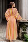 Shop_Paulmi and Harsh_Pink Georgette Striped Tie-up Kaftan_at_Aza_Fashions
