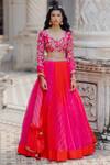 Buy_Paulmi And Harsh_Pink Leheriya Lehenga Set_at_Aza_Fashions