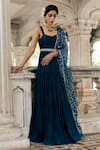 Buy Paulmi And Harsh Blue Cotton Silk V Neck Tiered Anarkali With Dupatta at Aza Fashions Buy_Paulmi And Harsh_Blue Cotton Silk V Neck Tiered Anarkali With Dupatta _at_Aza_Fashions