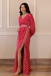 Paulmi and Harsh_Pink Dress Cotton Silk Embroidery V Neck Floral Print _Online_at_Aza_Fashions