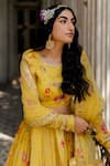 Paulmi and Harsh_Yellow Lehenga And Blouse Georgette Dupatta Net Floral Print Bridal Set _at_Aza_Fashions