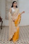 Shop_Paulmi And Harsh_Orange Organza Saree With Blouse_at_Aza_Fashions