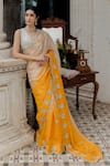 Buy_Paulmi And Harsh_Orange Organza Saree With Blouse_at_Aza_Fashions