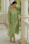 Buy_Paulmi and Harsh_Green Pure Crepe And Embroidery Bagh Round Maxi Dress _at_Aza_Fashions