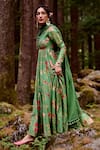 Shop_Paulmi and Harsh_Green Anarkali Silk And Dupatta Mul Print & Embroidery Anar With _Online_at_Aza_Fashions