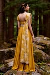 Shop_Paulmi and Harsh_Yellow Georgette And Embroidery Rose V Tiered Anarkali With Dupatta _at_Aza_Fashions