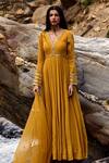 Buy Paulmi And Harsh Yellow Georgette And Net Cutdana, Geometric Print, Dabka & Anarkali With Dupatta at Aza Fashions Buy_Paulmi And Harsh_Yellow Georgette And Net Cutdana, Geometric Print, Dabka & Anarkali With Dupatta_at_Aza_Fashions