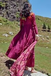 Shop Paulmi And Harsh Purple Cotton Mul And Malai Chanderi Floral Print, Anarkali Set With Dupatta at Aza Fashions Shop_Paulmi And Harsh_Purple Cotton Mul And Malai Chanderi Floral Print, Anarkali Set With Dupatta _at_Aza_Fashions