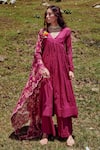 Shop Paulmi And Harsh Purple Cotton Mul And Malai Chanderi Floral Print, Anarkali Set With Dupatta Online at Aza Fashions Shop_Paulmi And Harsh_Purple Cotton Mul And Malai Chanderi Floral Print, Anarkali Set With Dupatta _Online_at_Aza_Fashions