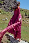 Paulmi And Harsh Purple Cotton Mul And Malai Chanderi Floral Print, Anarkali Set With Dupatta at Aza Fashions Paulmi And Harsh_Purple Cotton Mul And Malai Chanderi Floral Print, Anarkali Set With Dupatta _at_Aza_Fashions