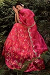 Buy_Paulmi and Harsh_Pink Organza Jungle Print Lehenga Set_Online_at_Aza_Fashions