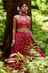 Paulmi and Harsh_Pink Organza And Tissue & Embroidery Jungle Lehenga Set  _at_Aza_Fashions