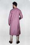 Shop_Priyanka Haralalka_Purple Handloom Cotton Cord Work, Square Motifs Embroidered Kurta Set _at_Aza_Fashions