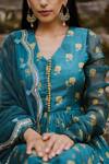 Buy_Paulmi And Harsh_Blue Cotton Silk Printed Anarkali With Dupatta_Online_at_Aza_Fashions