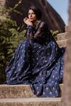 Shop_Paulmi and Harsh_Blue Cotton Silk Printed Anarkali With Dupatta_at_Aza_Fashions