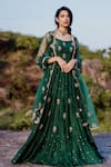 Buy_Paulmi and Harsh_Green Cotton Silk Embroidered Anarkali With Dupatta_at_Aza_Fashions