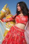 Buy_Paulmi and Harsh_Red Blouse Embellished Lehenga Set_at_Aza_Fashions