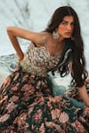 Paulmi and Harsh_Green Blouse Embellished Tiered Lehenga Set_Online_at_Aza_Fashions