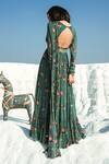Shop Paulmi And Harsh Green Georgette Round Printed Draped Anarkali at Aza Fashions Shop_Paulmi And Harsh_Green Georgette Round Printed Draped Anarkali_at_Aza_Fashions