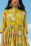 Shop_Paulmi and Harsh_Yellow Cotton Silk Round Printed Top With Flared Pant _Online_at_Aza_Fashions