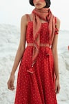 Buy_Paulmi and Harsh_Red Crepe Printed Maxi Dress With Scarf_Online_at_Aza_Fashions