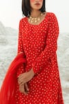 Buy_Paulmi and Harsh_Red Kurta And Skirt Cotton Silk Dupatta Net Round Printed Set  _Online_at_Aza_Fashions