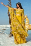 Paulmi and Harsh_Yellow Top And Jacket Organza Palazzo Georgette Printed & Pant Set_Online_at_Aza_Fashions