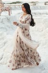 Buy_Paulmi and Harsh_White Printed Anarkali With Dupatta_Online_at_Aza_Fashions