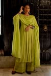 Buy_Paulmi and Harsh_Green Mulmul Embellished Anarkali And Palazzo Set_at_Aza_Fashions