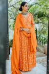 Buy_Paulmi and Harsh_Orange Mul Cotton Printed Anarkali With Dupatta_at_Aza_Fashions