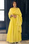 Buy_Paulmi and Harsh_Yellow Mul Cotton Anarkali With Chanderi Dupatta_at_Aza_Fashions