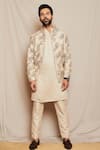 Buy_Bohame_Beige Silk Embroidered Jacket And Pant Set _at_Aza_Fashions